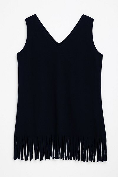 MARKAPIA WOMAN Women's V Neck Sleeveless Enjoy Printed Tassels Slim Stretchy Beach Dress