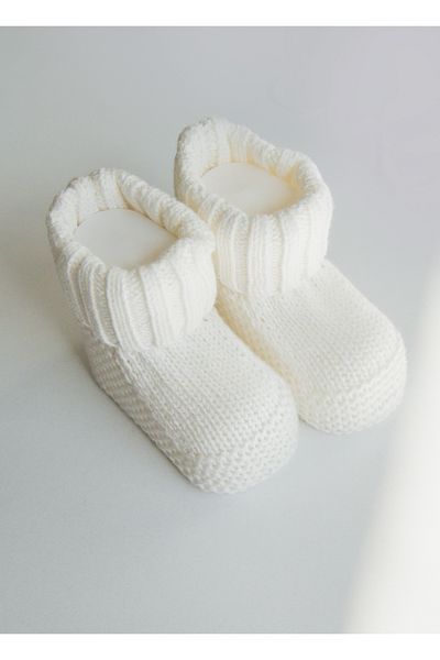 kitikate Organic Knitwear Booties Ecru