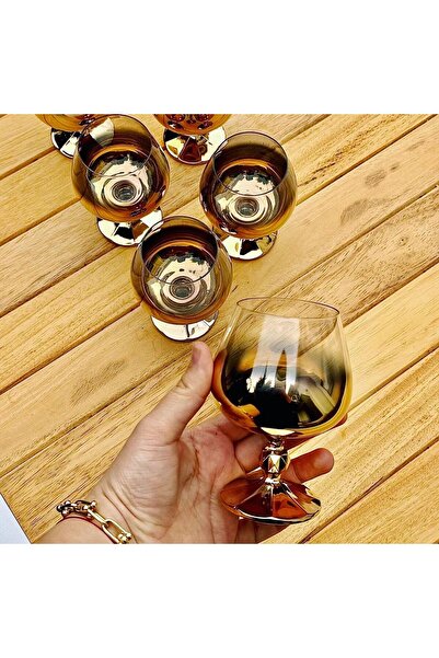 Mottona Bohemia Kristal 6' lı Kahve yanı Bardağı GOLD 250 CC