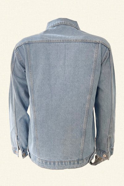 GZ Design Pearl and Crystal Stone Embroidered Light Color Jean Jacket