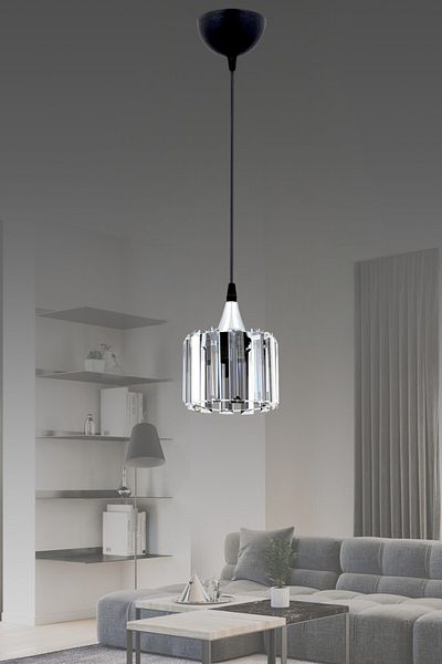 ESSLİGHT Ezgi Single Pendant Chandelier (Crystal Stone) Entrance Hall Young Room