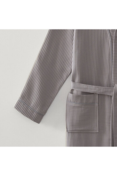 Ecocotton Ανδρικό μπουρνούζι Alessa Pique 100% οργανικό βαμβάκι Jacquard Grey