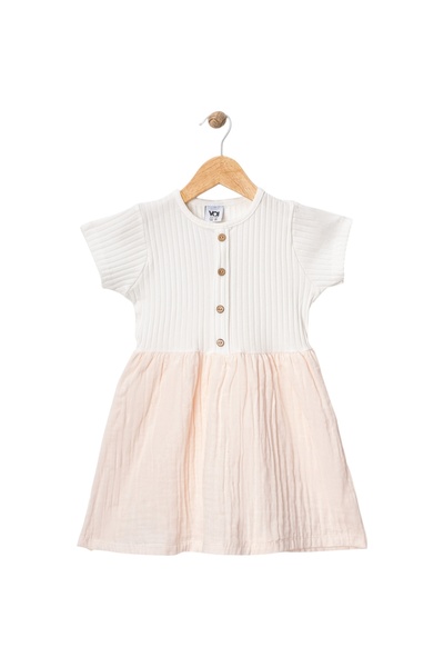 Babexi Reported Buttoned Muslin Dress Pink