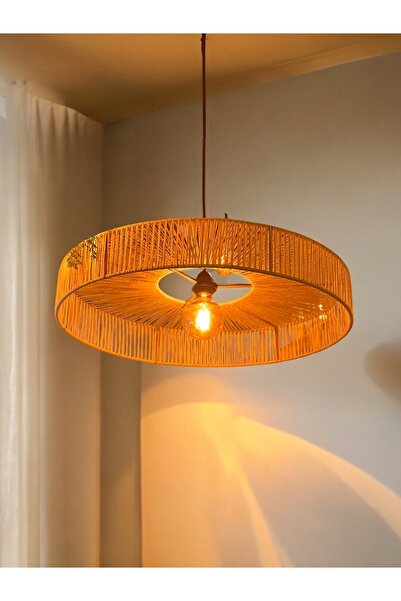 DR.Homee Hasır Avize 65x65cm Bohem Avize Jüt Avize Oda Mutfak Salon Avize Rüstik Avize