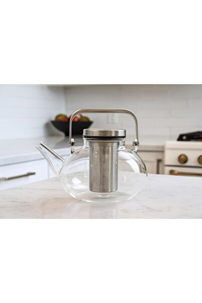 MOSTAFA ابريق براد زجاج شفاف بمصفى حراري