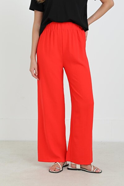 Puane Women's Wide Leg High Waist Trousers - 18103Pnt - Coral