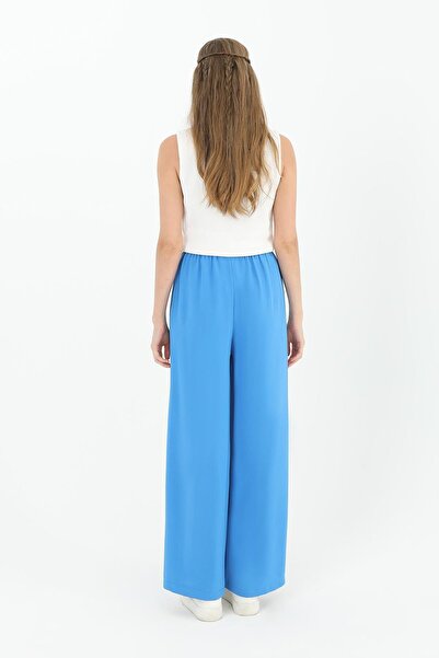 Puane Women's Wide Leg High Waist Trousers - 18103Pnt - Blue