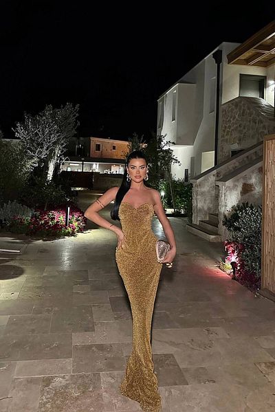 D'RECCY ROCHIE DE SEARĂ CU STRASSURI, DIN LYCRA, CU SANDALE LUNGI, STIL PETRECERE