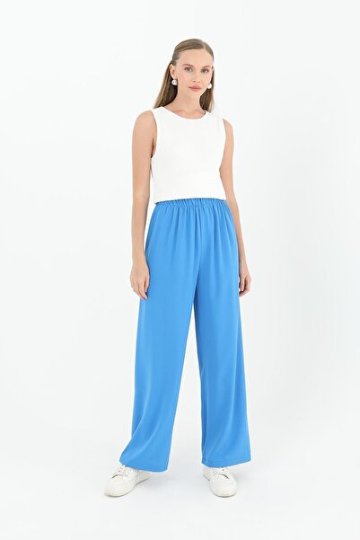 Puane Women's Wide Leg High Waist Trousers - 18103Pnt - Blue