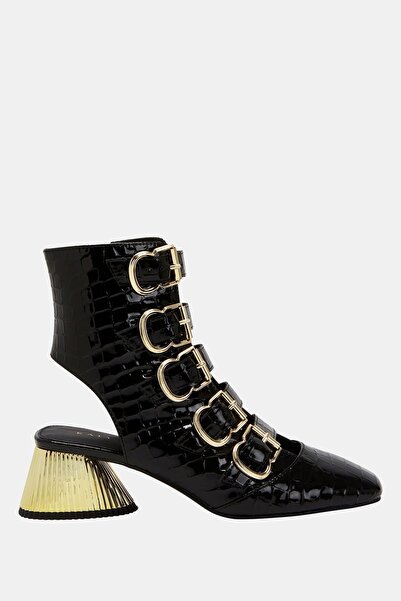 Katy Perry Clarra Buckle Black Croco Women's Heeled Shoes