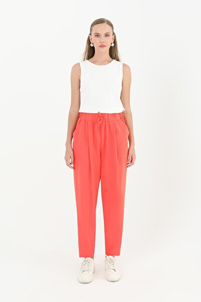 Puane Women's Tie Waist Carrot Form Trousers - 18102Pnt - Coral