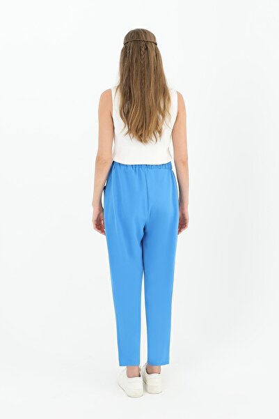 Puane Women's Tie Waist Carrot Shape Trousers - 18102Pnt - Blue