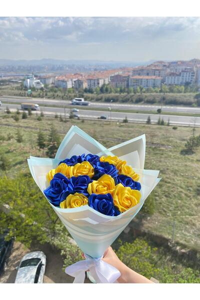 Yıldızköşesi Senden Önce Senden Sonra Çiçek Buketi Yapay Gül Buketi Fenerbahçe Buketi (NOT YAZILIR) 14 Adet