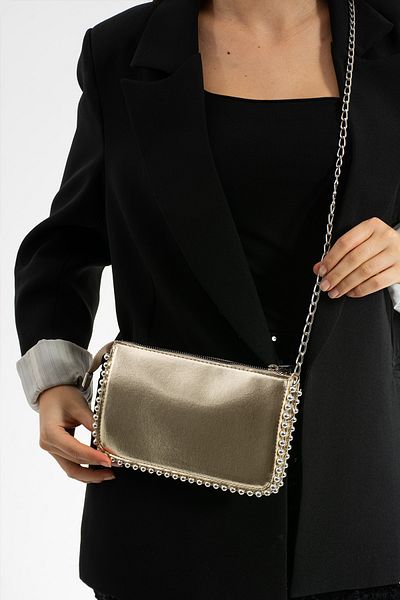 Mercan Studded Women's Wallet Bag - Cross Chain Strap