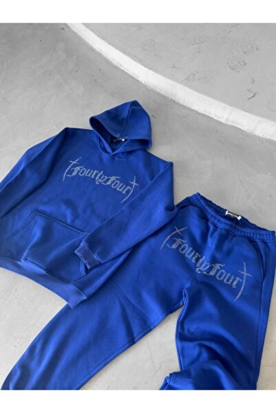 Gameyal Unisex Oversize Taş İşlemeli Kapşonlu Sweatshirt Takım