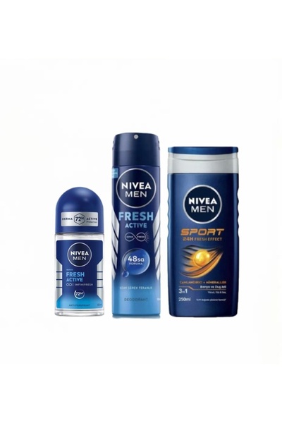 Nivea Men 3'lü 25ml Roll on & Deodorant & Banyo ve Duş Jeli Seti