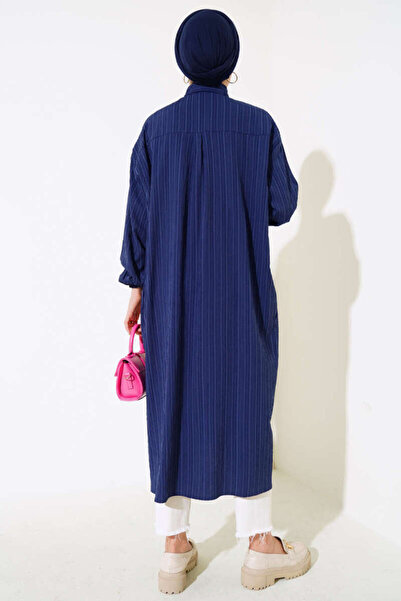 Sas Diz Altı Boy Önden Düğmeli Pamuklu Tunik