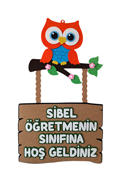 KECENGUZELTASARIM Keçe Sınıfımıza Hoş Geldiniz Kapı Süsü - isme Özel Turuncu