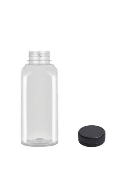 alenked 5Pcs 300ml Smoothie Detox Bottle Clear Plastic Leakproof Lid Juicing Bottle with Corner