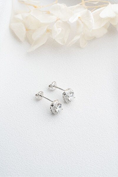 Silvano Jewelry 925 Ayar Gümüş Zirkon Taşlı Baget Küpe