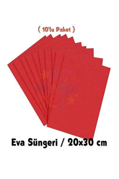 Minopi Kırmızı Renkli Eva Süngeri 20X30 cm 10'lu Paket 1.5 mm
