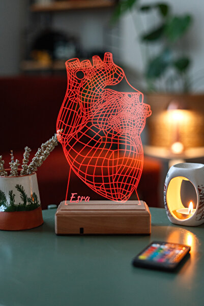 Modiwa Design Doktorlara Hediyelik 3d Kalp 16 Renk Kumandalı Gece Lambası