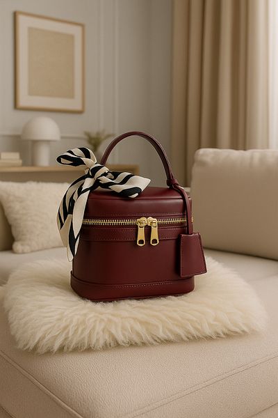 NOTHING Women's Burgundy Rectangular Form Cross Strap Hand and Shoulder Bag Melina
