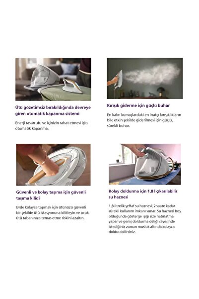 Philips Elite Ultra Hafif Buhar Kazanlı Ütü - Sıfır Yanık - Otomatik Kapanma - Kireç Temizleme