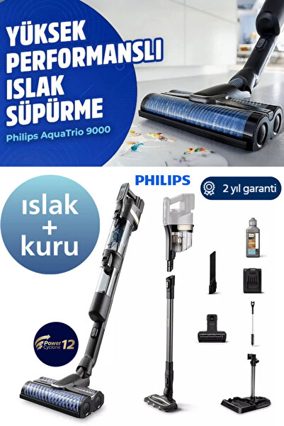 Philips Islak & Kuru Aqua Trio 9000 Seri Dijital Ekran, Hibrit Güç Motorlu Pr...