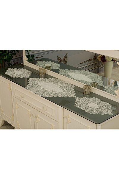 Tekstilsa Yeni Lüks Runner Salon Oda Sehpa Masa Örtüsü Kadife Salon Takımı 3 ...