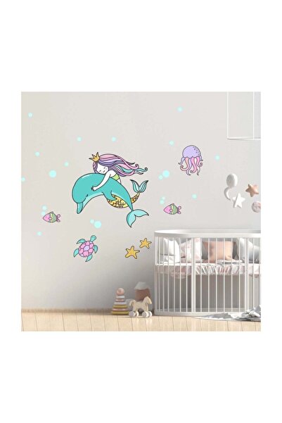 KT Decor مجموعة ملصقات الحائط على شكل حورية البحر