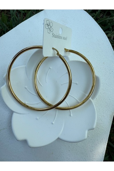 ARMELİA ACCESORİES Armelia Accessories Büyük Gold Halka Çelik Küpe