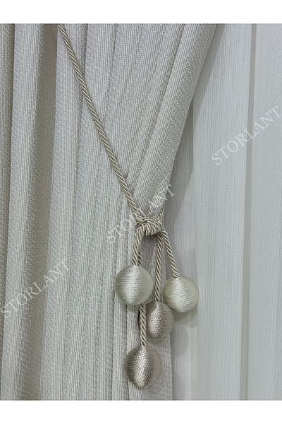 Storlant Puffy Gravel White Patterned Linen Background Curtain L Product Frequently Pleated L Accessory Gifted L Single Wing