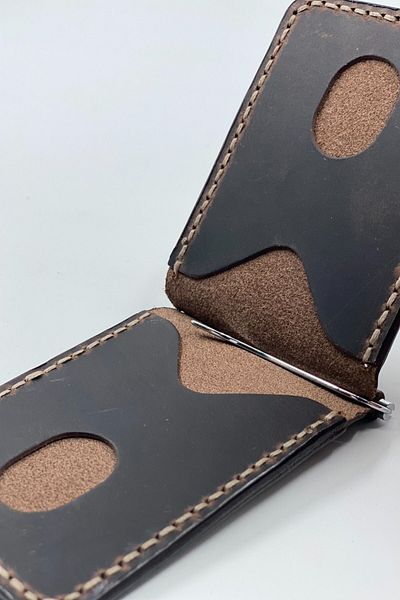 MAT Deri Genuine Leather Money Clip Wallet & Card Holder Hand Stitched Thin Card Holder