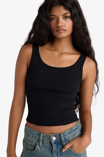 DeFacto Slim Fit Slim Fit Basic Plain Crew Neck Ribbed Camisole Athlete E5540Ax25Sm