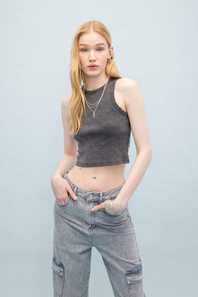 DeFacto Coool Fitted Ribbed Camisole Washable Pale Effect Athlete C2128AX24SP
