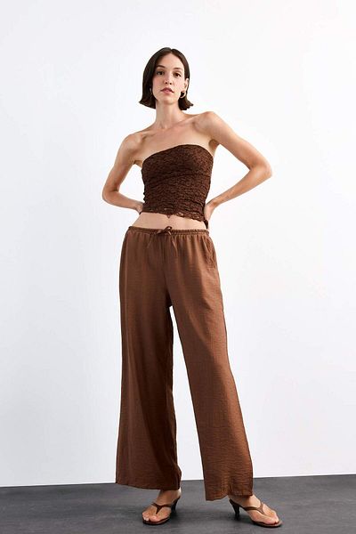 DeFacto Relax Fit Elastic Waist Woven Midi Skirt G0437Ax25Sm