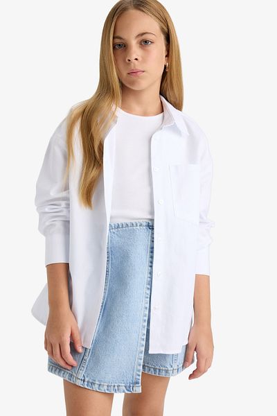 DeFacto Girls' School Oxford Long Sleeve Shirt F9954A825Au