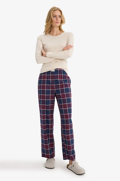 DeFacto Regular Fit Long Length Checked Pajama Bottoms-Fall in Love E7617Ax25Au