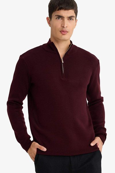 DeFacto Stand Collar Zippered Basic Knitwear Sweater - Standard Fit A5184Ax24Au