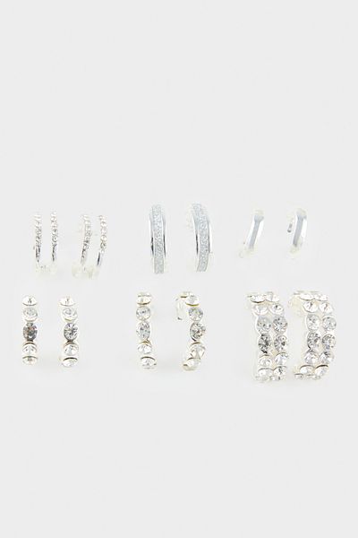 DeFacto Women's 6-Piece Silver Earrings F5980Axns