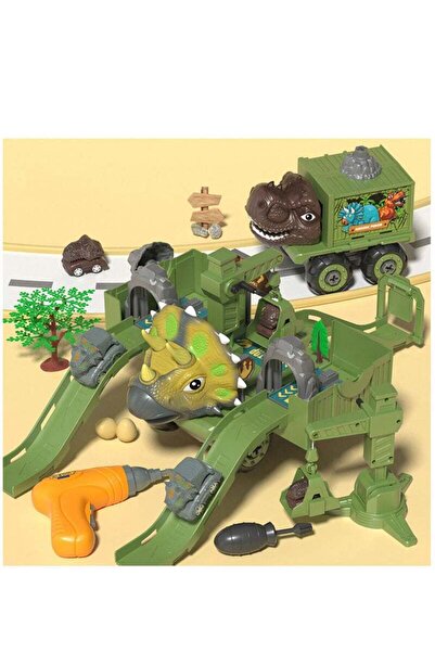 Yelajoy مجموعة ألعاب الديناصورات، مركبة هندسية كهربائية قابلة للفصل على شكل ت...