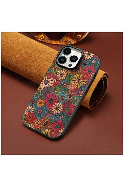 Zebana Apple iPhone 15 Pro Uyumlu Kılıf Vintage Kumaş Kılıf Desen 2