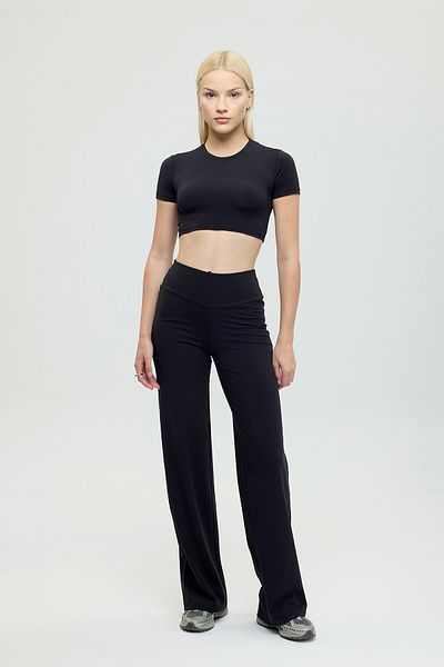 SHEISMONO Comfort High Waist Straight Cut Trousers Black