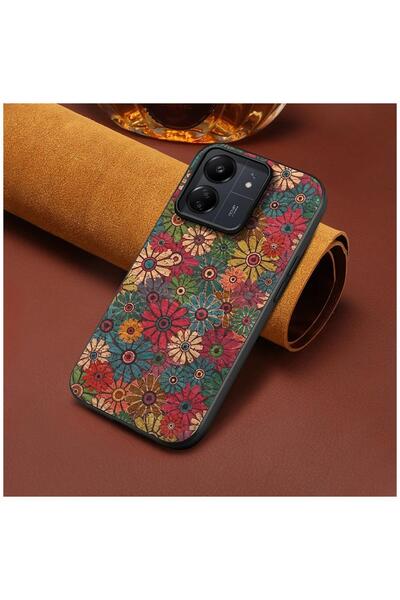 Zebana Xiaomi Redmi 13C Uyumlu Kılıf Zebana Vintage Kumaş Kılıf Desen 2