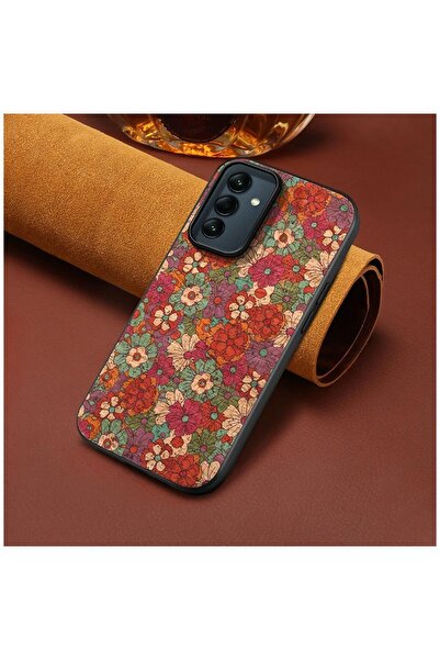 Zebana Samsung Galaxy A35 5G Uyumlu Kılıf Zebana Vintage Kumaş Kılıf Desen 1