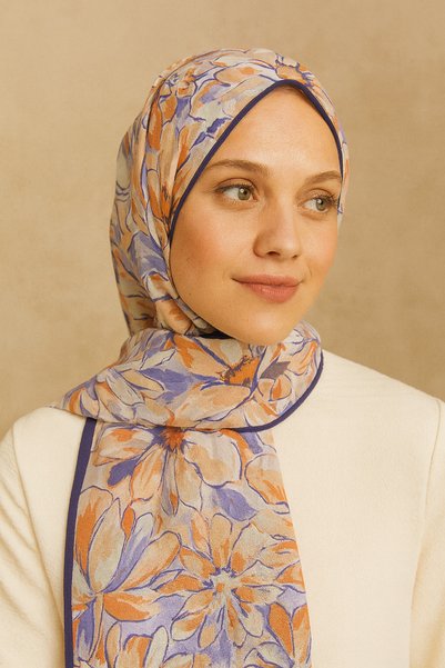 tuaipek Flower Desen Fransız İpeği Şal 70x180cm
