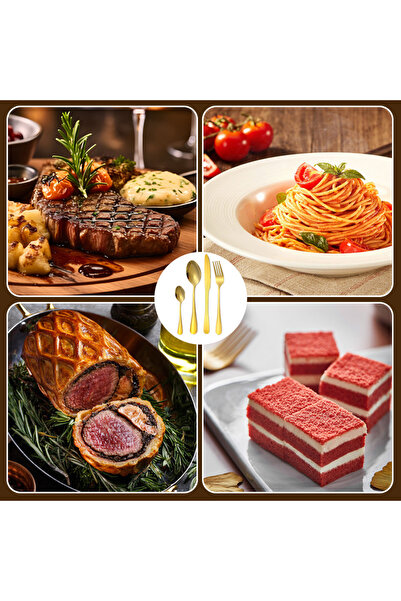 Generic 24-Piece Stainless Steel Cutlery Set Gold