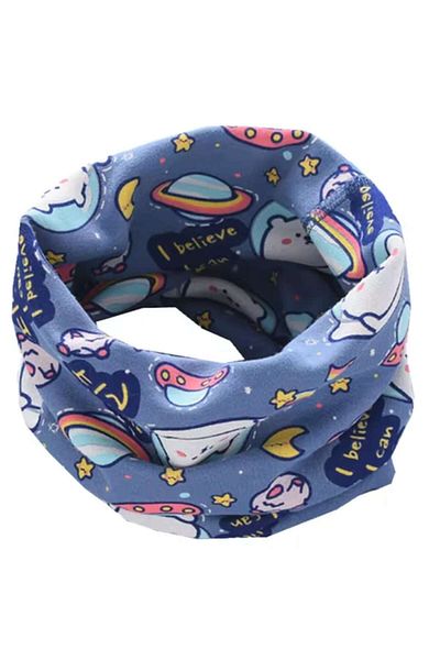 KERNOWSUN Rolled collar scarf for children, universal pattern, blue, KERNOWSUN, 40x20 cm