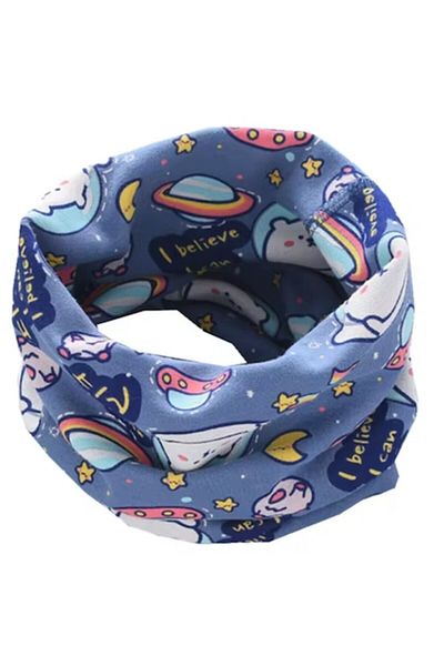 KERNOWSUN Rolled collar scarf for children, universal pattern, blue, KERNOWSUN, 40x20 cm